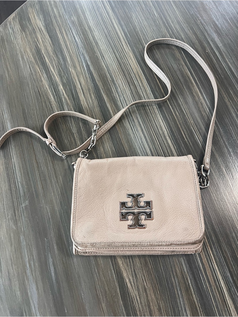 Tory Burch Blush Leather Logo Crossbody Bag